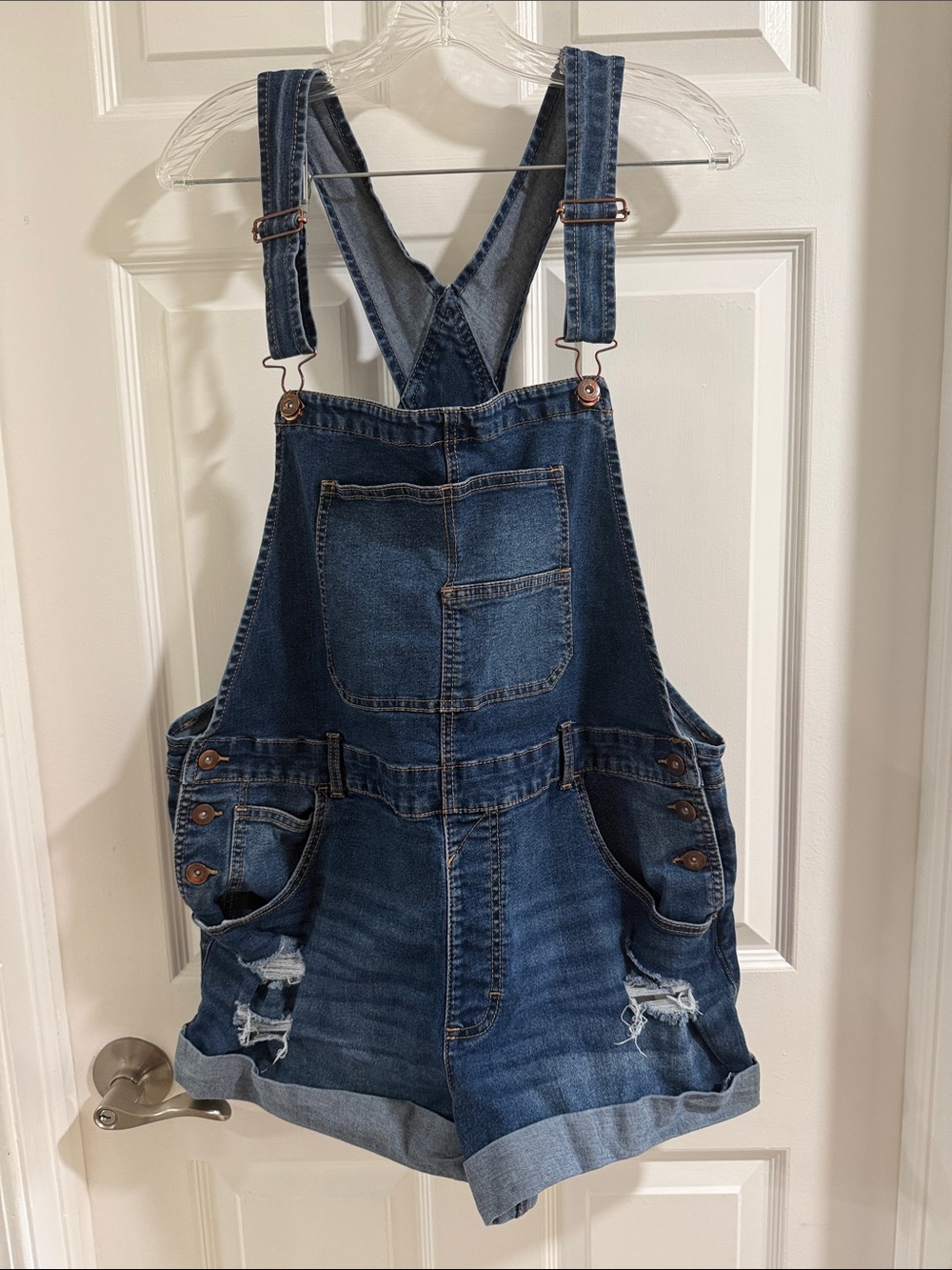 No Boundaries Dark Blue Denim Shortalls